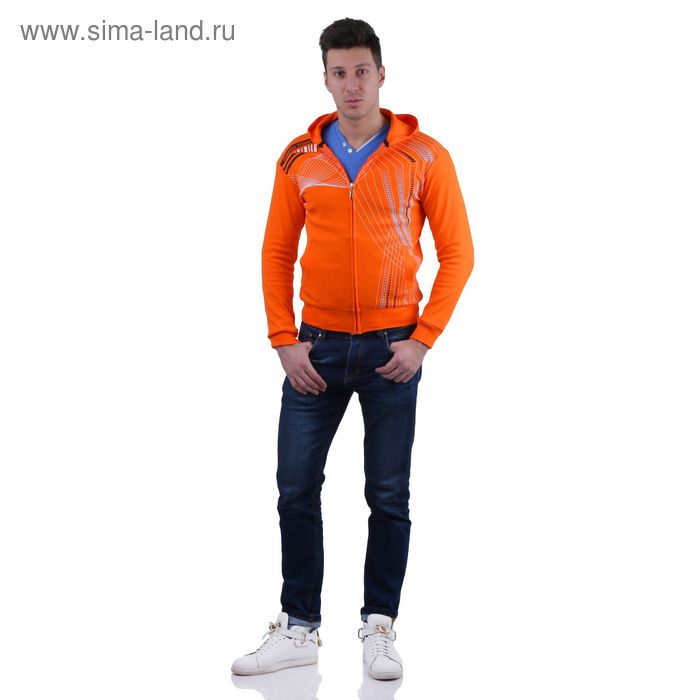Куртка спортивная мужская, цвет оранжевый, размер XXL, интерлок (арт. 514) - Фото 1