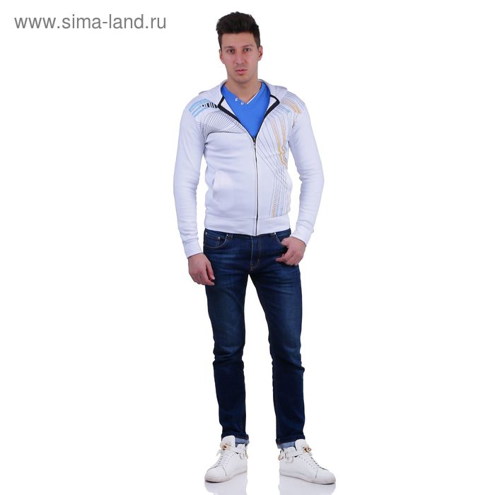 Куртка спортивная мужская, цвет белый, размер XXL, интерлок (арт. 514) - Фото 1