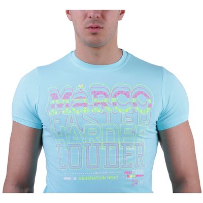 Футболка мужская, цвет морская волна/принт, размер XXL, супрем, фуллайкра (арт. 857-14)