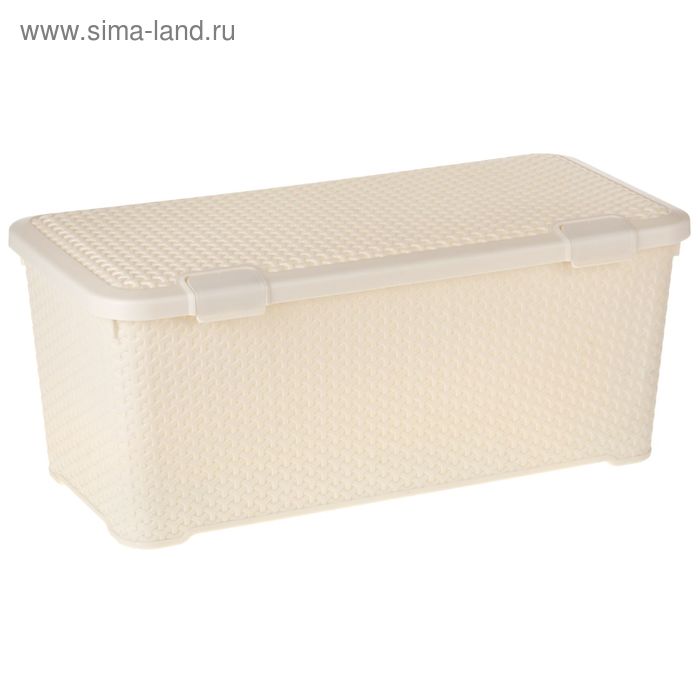 Ящик для хранения с крышкой, прямоугольный 79х38х33 см "Люкс", цвет бежевый - Фото 1