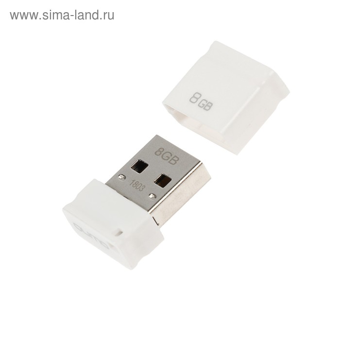 Флешка Qumo Nanodrive, 8 Гб, USB2.0, чт до 25 Мб/с, зап до 15 Мб/с, белая - Фото 1