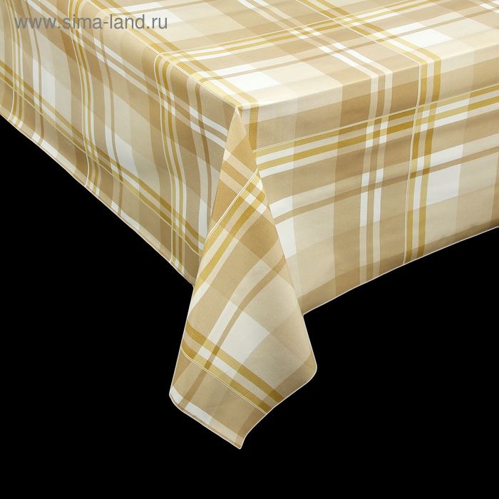 Клеенка столовая на тканевой основе 1,28х25 м "Шотландка" цвет оливковый - Фото 1