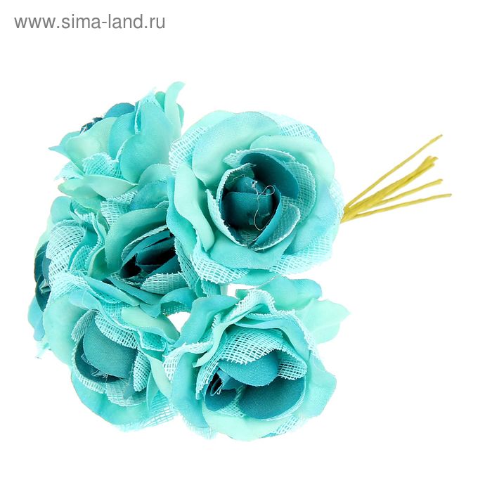 Декор для творчества "Розы с сеточкой" (1 набор=1 букету) в букете 6 цветов МИКС 10х3,5 см - Фото 1