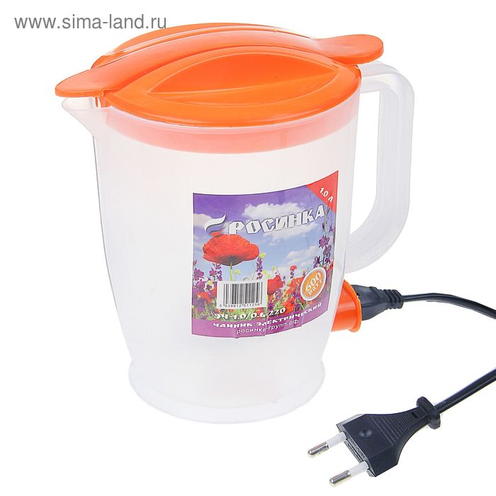 Чайник электрический "Росинка", 1 л, 600 Вт, съемный шнур, оранжевый - Фото 1