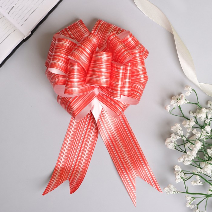 Бант-шар №4.5 "Тонкие полосы", цвет красный - Фото 1