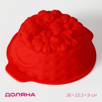 Форма для выпечки Доляна «Корзина», силикон, 26×22.5×9 см, красная