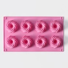 Форма для выпечки Доляна «Немецкий кекс. Вихрь», силикон, 28,5×17 см, 8 ячеек, цвет розовый - Фото 4