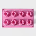 Форма для выпечки Доляна «Немецкий кекс. Вихрь», силикон, 28.5×17 см, 8 ячеек, розовая - Фото 3