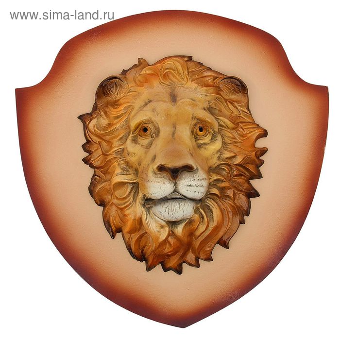 Панно "Голова льва" цветной, щит бежевый 40см - Фото 1
