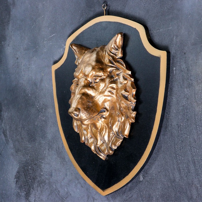 Панно "Голова волка" бронза/черный, 40см - фото 1886191674