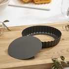 Форма для выпечки «Жаклин. Рифлёный круг», d=13,5 см, съёмное дно, антипригарное покрытие, цвет чёрный - Фото 3