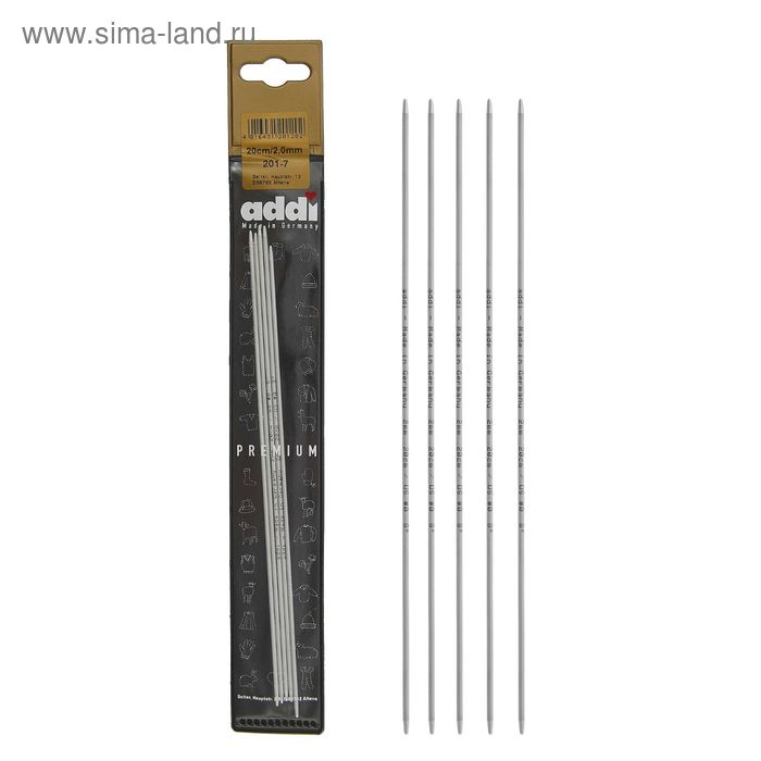 Спицы для вязания, чулочные, тефлоновое покрытие, d=2мм, 20см, 5шт - Фото 1
