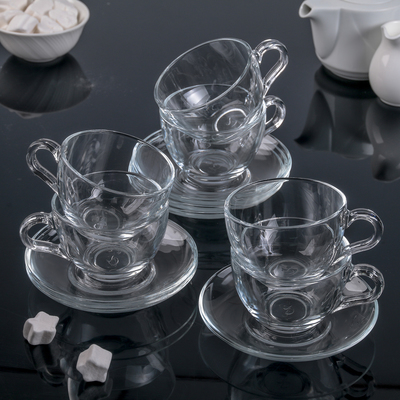 Набор чайный стеклянный Basic, 12 предметов: 6 чашек 215 мл, 6 блюдец d=13,7 см