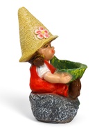 Садовая фигура из полистоуна «Девочка на камне с листом», 48×29×27 см - Фото 4