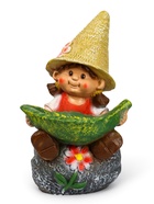 Садовая фигура из полистоуна «Девочка на камне с листом», 48×29×27 см - Фото 5