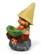 Садовая фигура из полистоуна «Девочка на камне с листом», 48×29×27 см 1343714 - фото 14606495