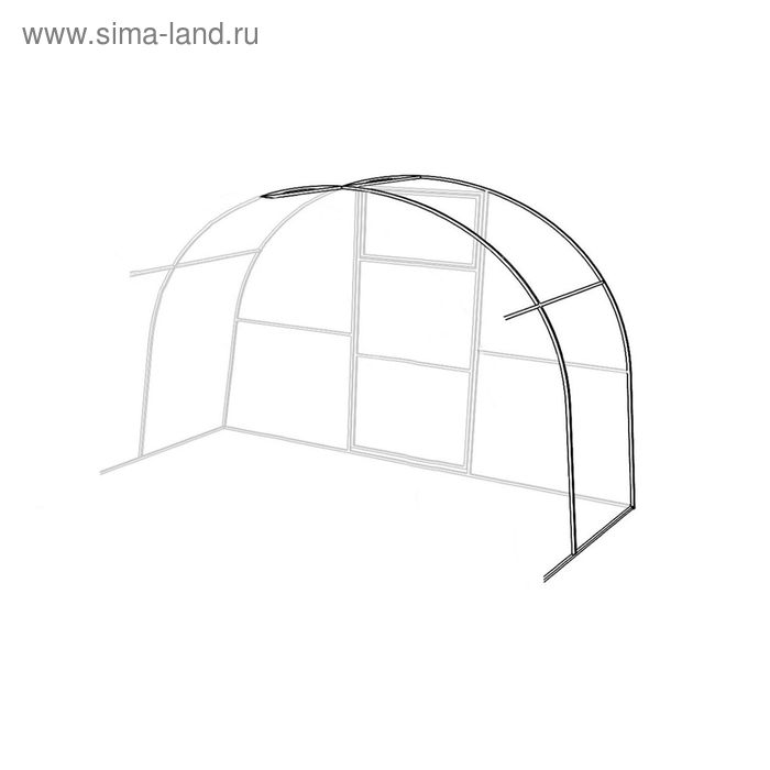 Удлинитель теплицы «Уралочка-Комфорт Плюс», 2 × 3 × 2 м, шаг 1 м, металл, без поликарбоната - Фото 1
