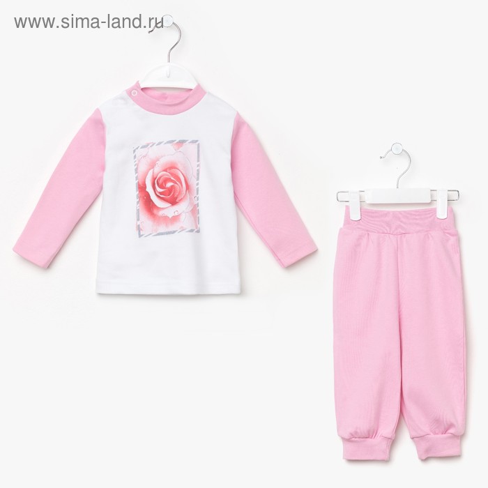 Пижама для девочки "Роза", рост 80 см (48), цвет розовый 16163 - Фото 1