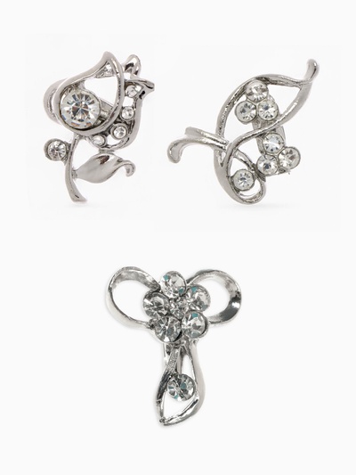 Брошь «Цветочный вальс» мини, форма МИКС, белая в серебре