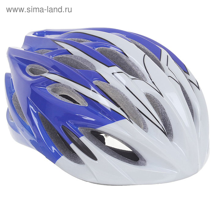 Шлем велосипедиста взрослый ОТ-328, бело-синий, диаметр 54 см - Фото 1