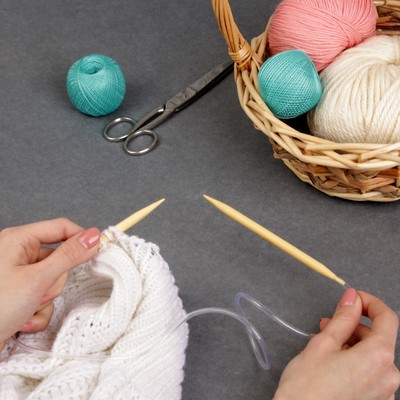 Спицы для вязания, круговые, с пластиковой леской, d = 6 мм, 14/80 см