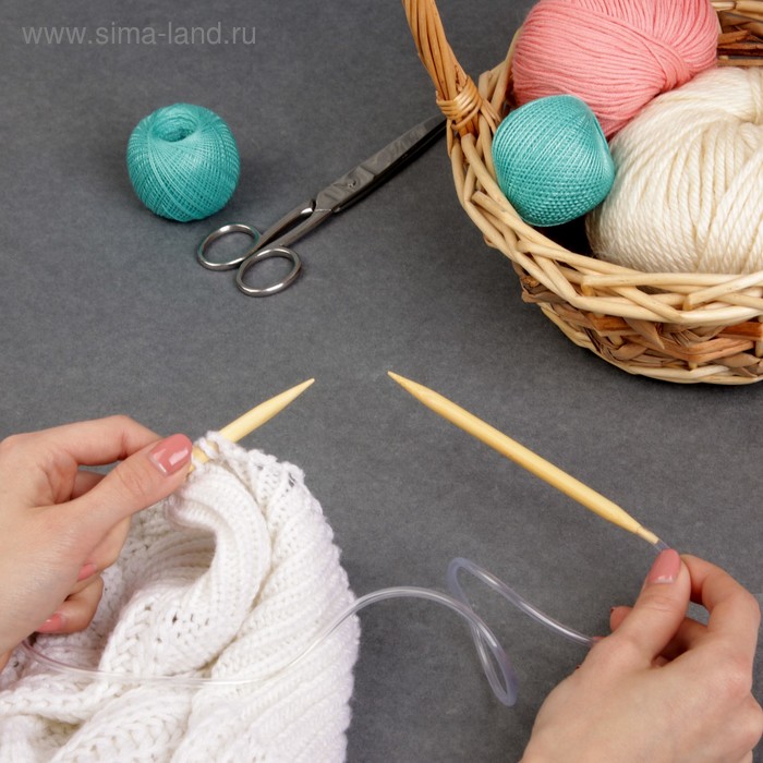 Спицы для вязания, круговые, с пластиковой леской, d = 6 мм, 14/80 см - Фото 1