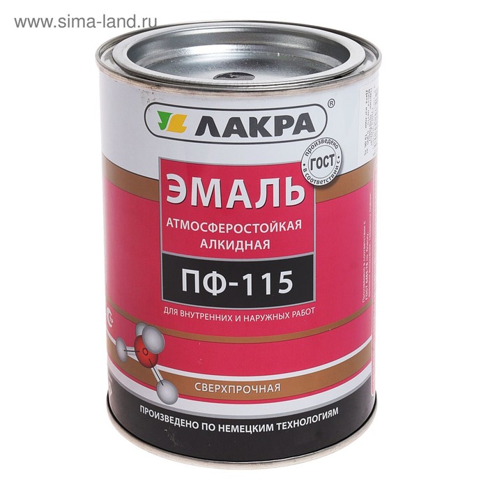 Эмаль атмосферостойкая алкидная «Лакра. ПФ – 115», цвет чёрный, 0.9 кг - Фото 1