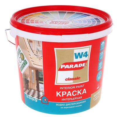 Краска акриловая интерьерная PARADE W4, база А, матовая, 5 л