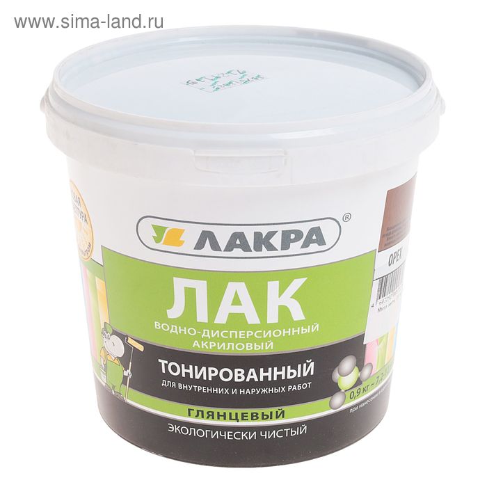 Лак водно – дисперсионный тонированный «ЛАКРА», цвет орех, 0.9 кг - Фото 1