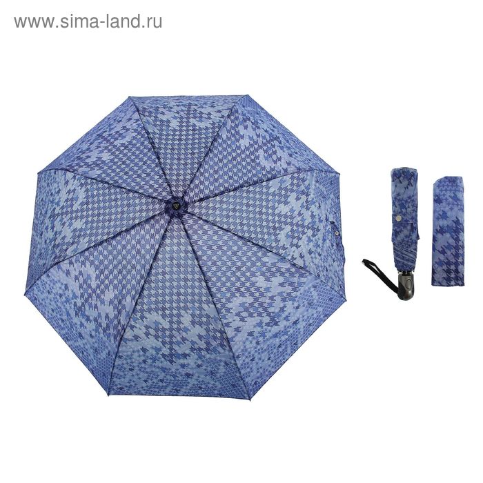 Зонт автоматический "Гусиная лапка", R=51см, цвет синий - Фото 1