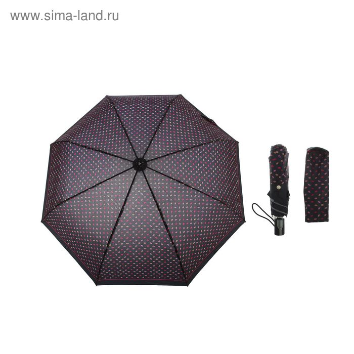 Зонт автоматический "Губы", R=51см, цвет чёрный - Фото 1