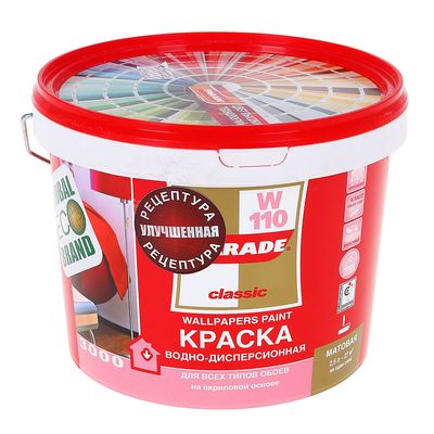 Краска акриловая для обоев PARADE W110, цвет белый матовый, 2.5 л