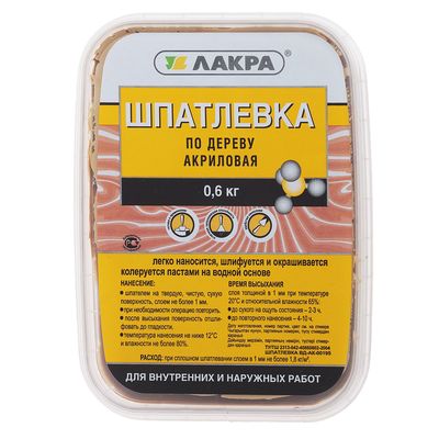 Шпатлевка по дереву акриловая «Лакра», цвет дуб, 0.6 кг