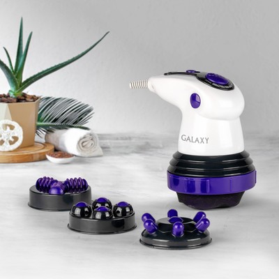 Массажёр для тела Galaxy GL 4942, электрический, 50 Вт, 5 насадок, 3 скорости, 220 В, фиолетовый