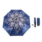 Зонт автоматический "Цветы", R=51см, цвет синий - Фото 1