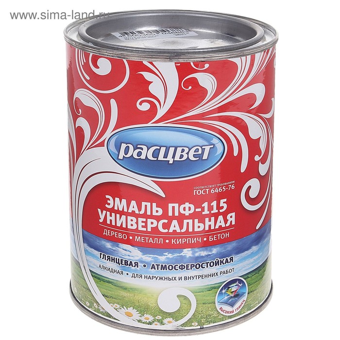 Эмаль атмосферостойкая алкидная «Расцвет. ПФ – 115», цвет белый глянец, 0.9 кг - Фото 1