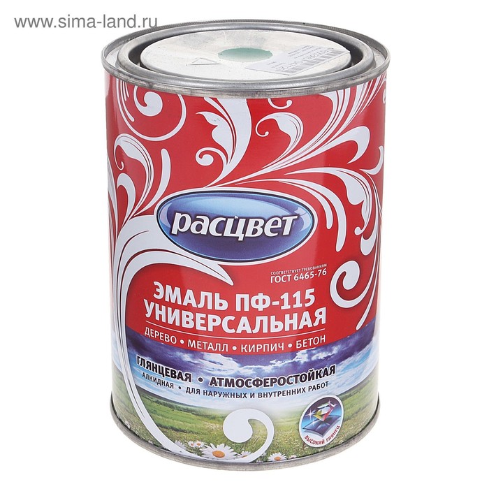 Эмаль атмосферостойкая алкидная «Расцвет. ПФ – 115», цвет зелёный, 0.9 кг - Фото 1