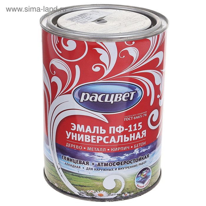 Эмаль атмосферостойкая алкидная «Расцвет. ПФ – 115», цвет чёрный, 0.9 кг - Фото 1