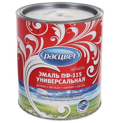 Эмаль атмосферостойкая алкидная «Расцвет. ПФ – 115», цвет красный, 2.7 кг