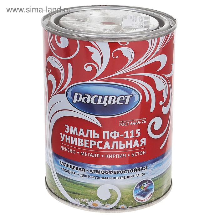 Эмаль атмосферостойкая алкидная «Расцвет. ПФ – 115», цвет красный, 0.9 кг - Фото 1