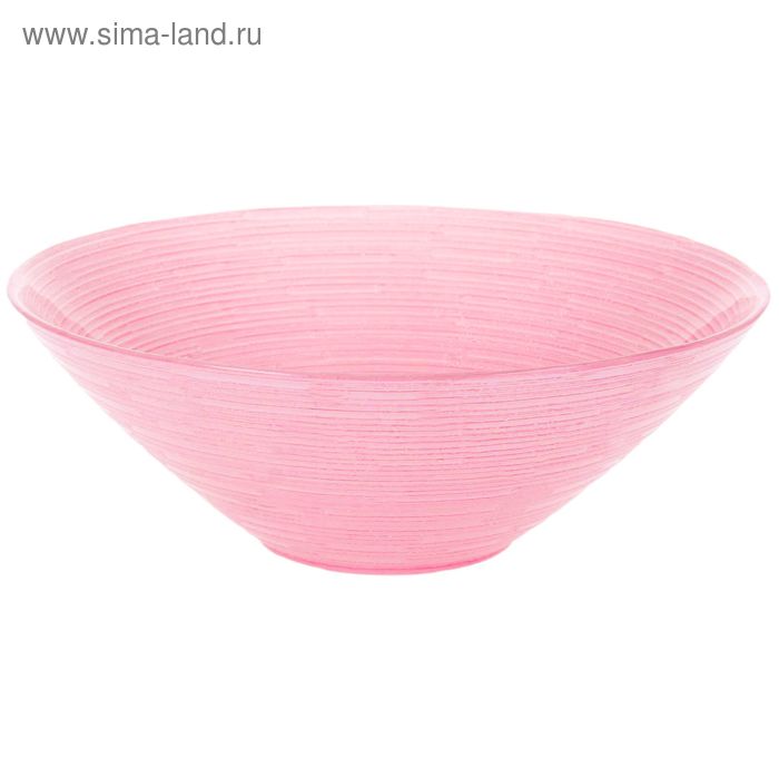Салатник 1,2 л, стеклянный d=25 см "Риски", цвет розовый - Фото 1