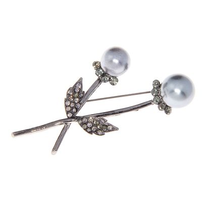 Брошь «Жемчужные ветви», цвет серебро