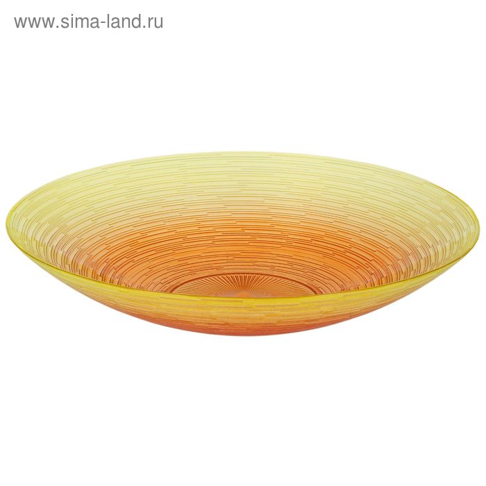 Салатник стеклянный d=40 см "Риски", 4 л, цвет желто-оранжевый прозрачный - Фото 1