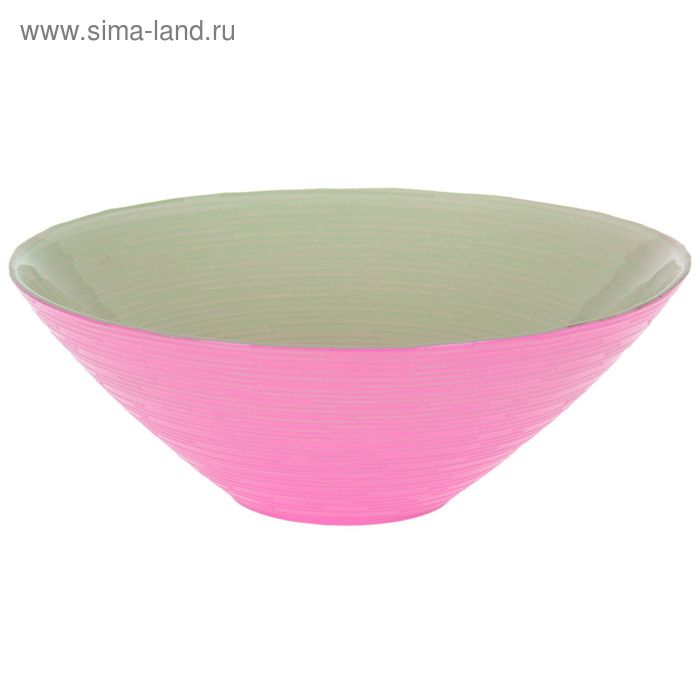 Салатник стеклянный d=20 см "Риски" 700 мл, цвет бело-розовый - Фото 1