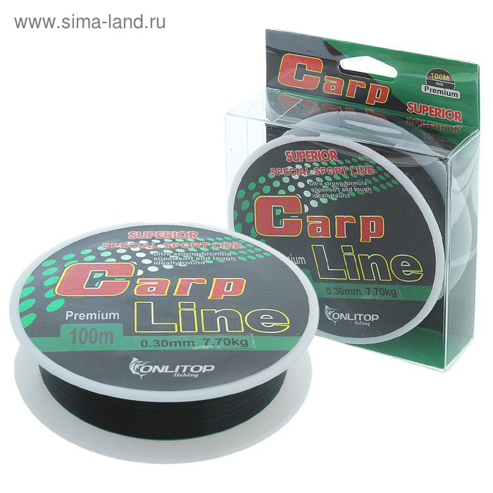 Леска капрон Carp Line темно-зеленая d=0,30 мм, 100 м - Фото 1