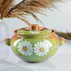 Жаровня Кунгурская керамика, 2 л, с ручками, зелёная - Фото 1