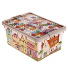 Ящик для игрушек с аппликацией и крышкой, 8,4 л, цвет бежевый - Фото 1