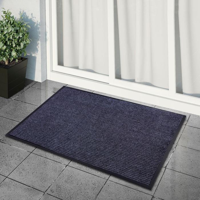 Коврик придверный влаговпитывающий, ребристый, «Стандарт», 80×120 см, серый - Фото 1
