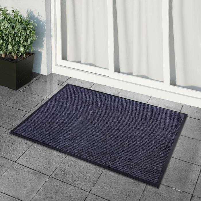 Коврик придверный влаговпитывающий, ребристый, «Стандарт», 90×150 см, серый - Фото 1