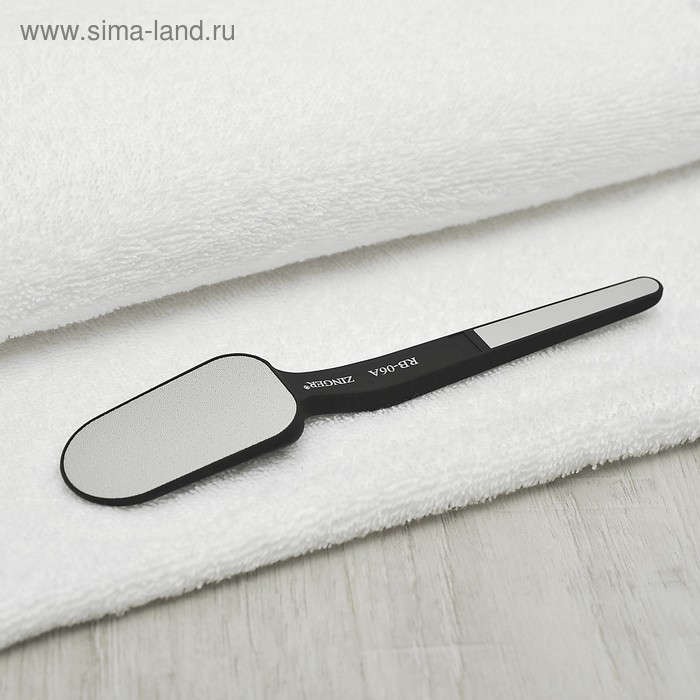 Тёрка для ног, лазерная, двусторонняя, прорезиненная ручка, 19 см, цвет чёрный, RB-06-A - Фото 1